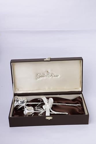 Silver Plated Dipped Handmade Rose Combo Set - 7 Inch & 11 Inch, THE GANCE ROSE