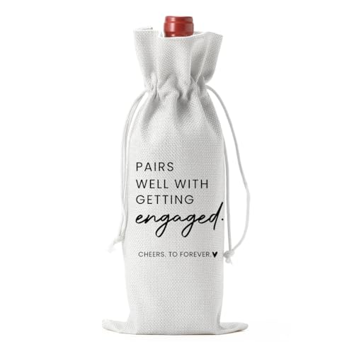 FBCCZEY Engaged Wine Bag White – Engaged Gifts, Party Decor for Couples