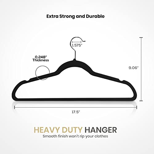Black Velvet Clothes Hangers 50 Pack Non-Slip Space-Saving Coat Hangers