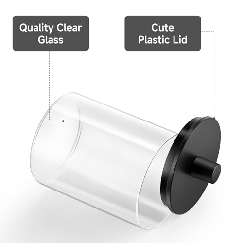 Glass Q-Tip Holder Dispenser Set - 10 oz Apothecary Jars with Lids