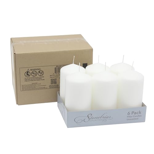 Unscented White Pillar Candles 3" x 6" - 65 Hour Burn Time (6 Pack)