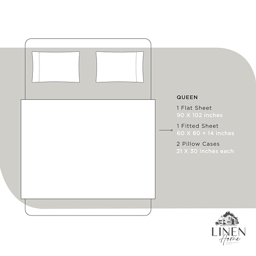 100% Cotton Percale Queen Sheet Set - Crisp 4-Piece Deep Pocket Bed Sheets