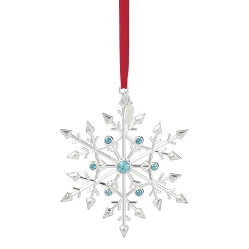 Lenox 2026 Snow Majesty Silverplate Snowflake Ornament with Red Ribbon - Holiday Decor