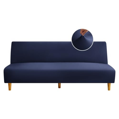 Large Navy Armless Futon Cover - Soft Stretch Sofa Protector