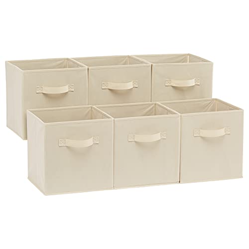 Amazon Basics Collapsible Fabric Storage Cubes Organizer 6-Pack Beige
