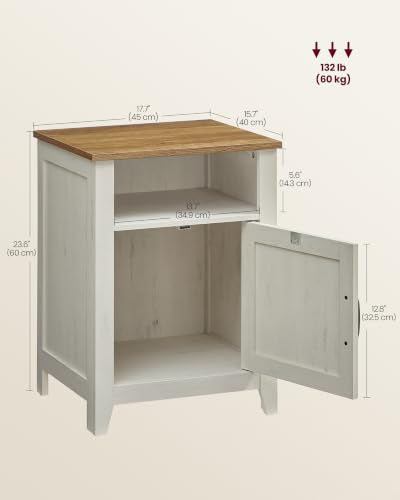 VASAGLE Farmhouse Nightstands Set of 2 with Barn Doors - Rustic White & Honey Brown, No Power