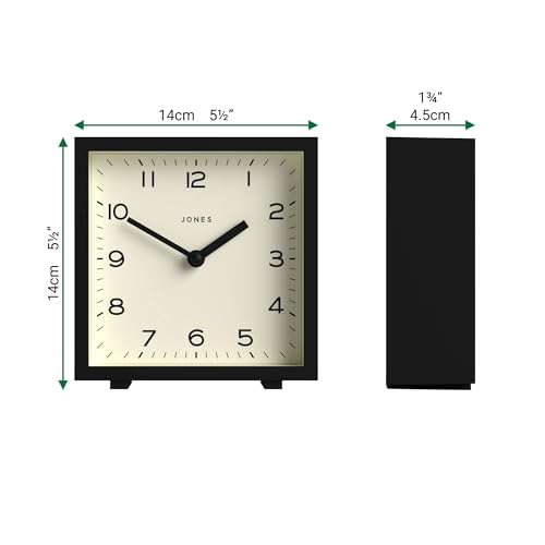 Modern Square Desk Clock, 5.5-inch Matte Black Table Clock