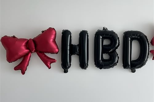 5Pcs Red Bow Balloon Set for Party Decorations, Red Centerpiece Foil Balloons