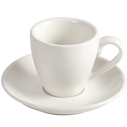 ionEgg White Porcelain Espresso Cup with Saucer 80ml - Durable, Lead-Free Coffee Shot Mug