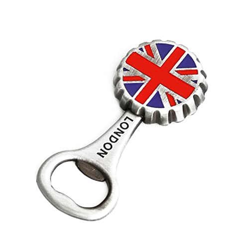 Magnetic Beer Bottle Opener with British Flag Pattern - Heavy Duty Stainless Steel, Fridge Magnet Gift for Men Women