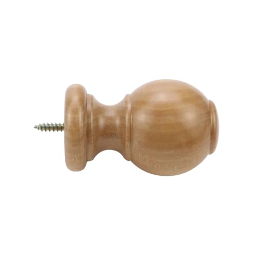 Wooden Curtain Rod Finials, 1.14-Inch Inner Diameter Ball End Caps, 2 Pack