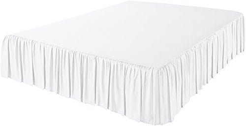 Classic Ruffled Bed Skirt - 16 Inch Drop, Full Size Dust Ruffle, White