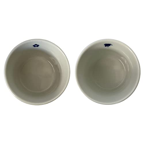 Japanese Sake Cups Set of 2 - Sakura & Mt. Fuji Indigo Pottery, 3.9 fl oz, Cold & Hot Drinkware, Gift Box