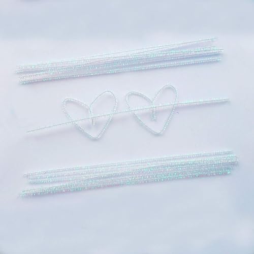 Iridescent Sparkly Tinsel Craft Stems 6mm x 12 Inch, 200 Pack - Colorful White
