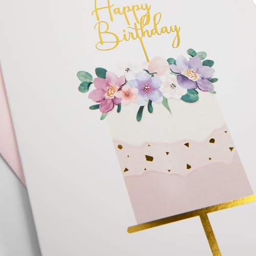 Elegant Birthday Card for Women, 5x7 Gold Foil Greeting Card
