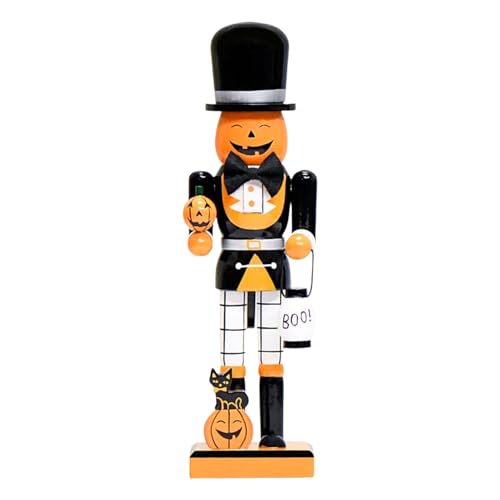 10-Inch Halloween Wooden Nutcracker Figurine - Spooky Tabletop Decor