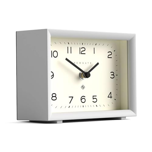 Contemporary Rectangular Desk Clock with Silent Sweep Movement - White