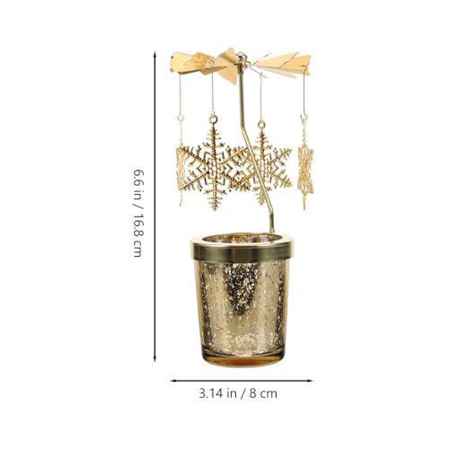 Rotating Christmas Carousel Candle Holder (2 Pack) - Gold Snowflake Tea Light Spinner