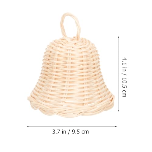 5-Pack Woven Rattan Bell Ornaments for Rustic Farmhouse Christmas Decor