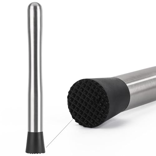 10" & 8" Cocktail Muddlers, Stainless Steel Muddler with 3 Pcs 10 inch Mixing Spoon for Lemonade Mojitos Fruit Drinks