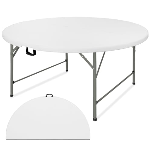5ft Round Folding Table, Portable Heavy Duty HDPE Banquet Table with Handle