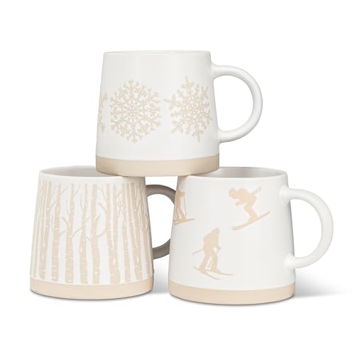 Abbott Collection Wide Base Snowflake Mug 14oz Winter Coffee Tea Cup