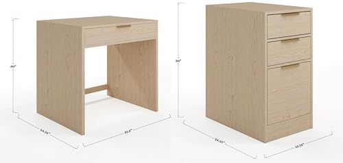 Martha Stewart Kayden Modular Desk with Dual File Cabinets - Light Natural / 7 Drawer