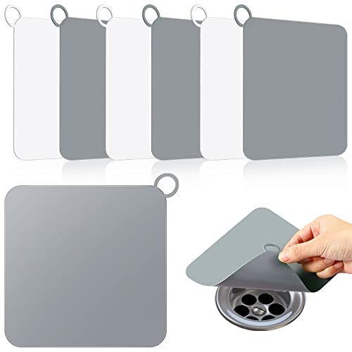 6-Pack Silicone Drain Covers - 6x6 Inch Flat Tub Stopper for Odor Control