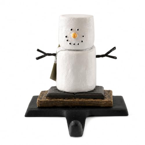 Festive Christmas Stocking Holder with S'mores Design - Resin Decor for Mantel or Tabletop