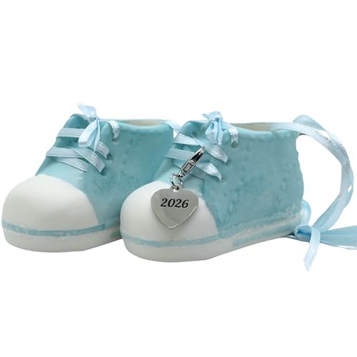 Personalized Baby Boy First Christmas Ornament - Blue Booties with Dated 2026