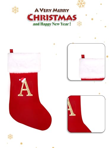 20-Inch Monogram Plush Christmas Stocking with Embroidered Initial