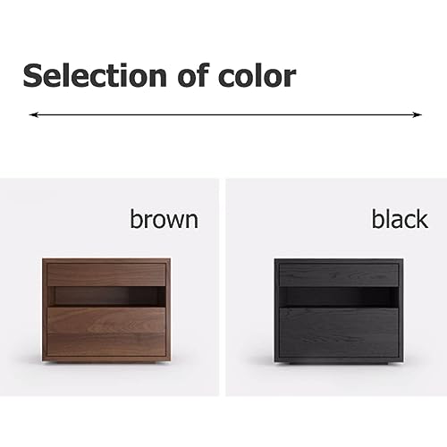 Wooden Nightstand with 2 Drawers - Minimalist Bedside Table for Bedroom & Living Room