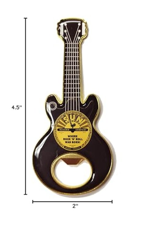 Midsouth Products Sun Records Metal Bottle Opener - Guitar-Shaped with Magnetic Back for Rock N Roll Fans