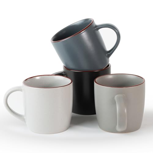 Famiware Mercury Multi-Color Coffee Mug Set of 4, 13 oz Handled Cups for Latte, Tea & Hot Chocolate