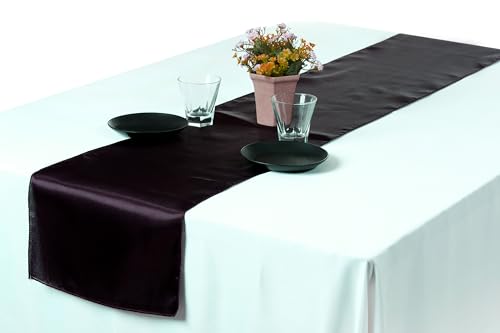 12-Pack Plum Satin Table Runners 108 Inch Wedding Party Decor
