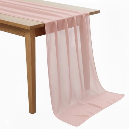 Chiffon Table Runner Set 29x120 Inch 10ft Dusty Pink – Pack of 2