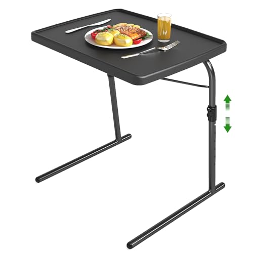 HXBOAUVS Black Set of 1 Large Adjustable TV Tray Table - 6 Height & 3 Tilt, 110lbs Capacity