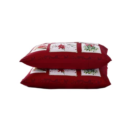 Luxudecor Christmas Red Pillowcases 20x28in (Pack of 2) – Envelope Closure, Microfiber
