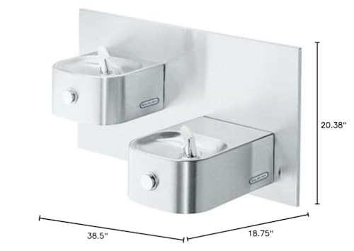 2-Station Wall Mount Drinking Fountain, ADA Compliant Stainless Steel