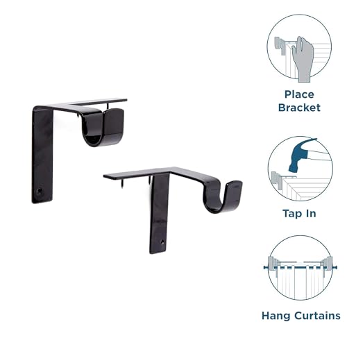 No-Drill Curtain Rod Brackets – Heavy Duty Damage-Free Window Hardware, Black