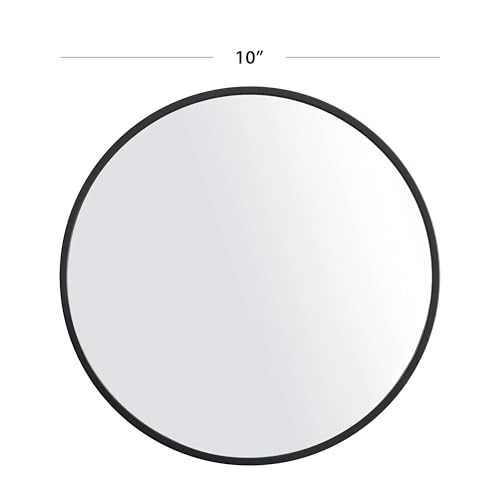 3-Piece 10-Inch Round Wall Mirror Set, Black Minimalist Circle Mirrors