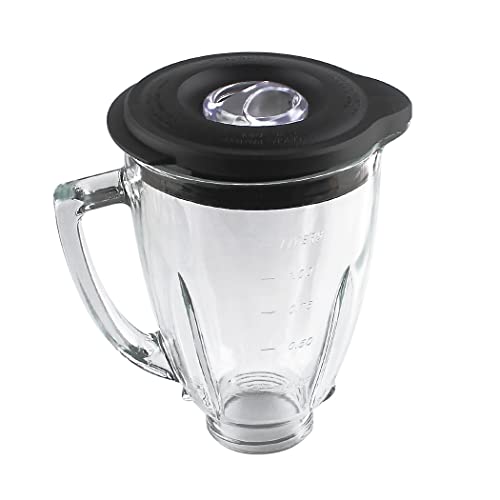 6-Cup Glass Blender Jar Set with 6-Fin Blade and Lid for Standard Blenders