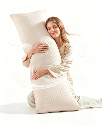 Waffle Weave Body Pillow with Memory Foam Insert, 20x54 Inch