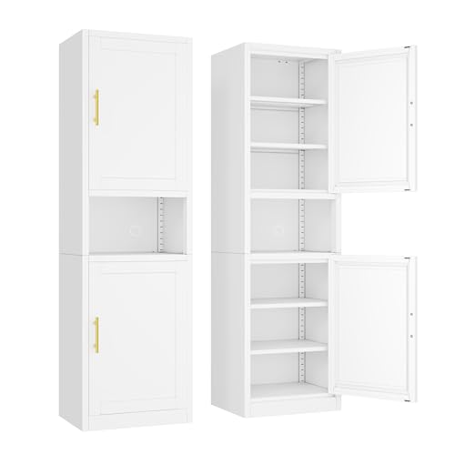 Tall Narrow Metal Storage Cabinet with 4 Adjustable Shelves, 67-Inch Pantry