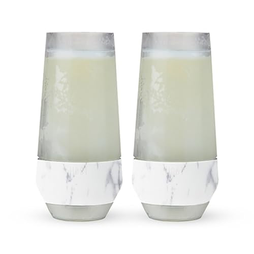Host Freeze Insulated 9oz Marble Champagne Glasses Set of 2 - Cold Bubbly Chilling Cups