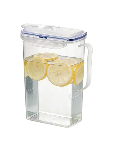 2-Quart Clear Plastic Water Pitcher with Lid - BPA-Free Fridge Door Jug