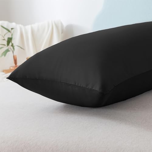 Memory Foam Body Pillow with Cover - 20x54 Inch, Pitch Black