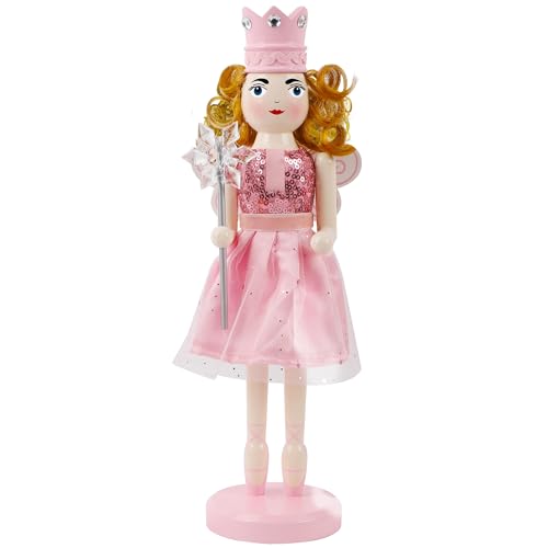 12 Inch Wooden Nutcracker Fairy Queen - Pink Fairy Queen Variation