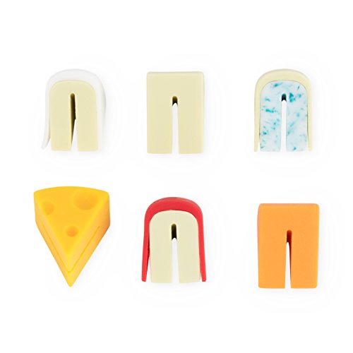 True Zoo Cheese Drink Markers Set of 6 - Yellow Cheese Wine Glass Charms for Cocktails & Parties