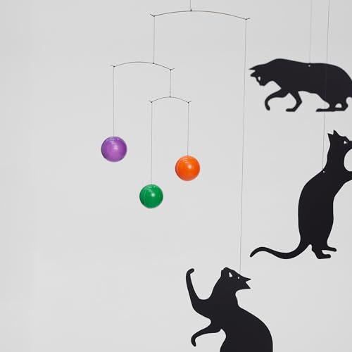 Decorative Cat Mobile Hanging Kinetic Sculpture 18" x 22"